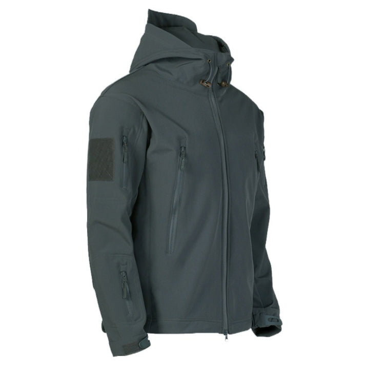 Men's technical softshell jacket with multifunctional pockets and adjustable hood system Lisslune