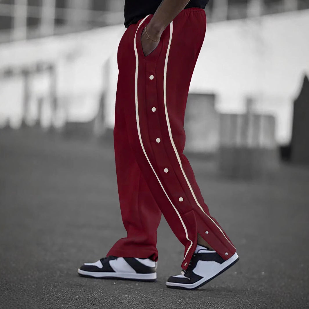 Men's Casual Sports Pants with Side Snap Buttons Lisslune