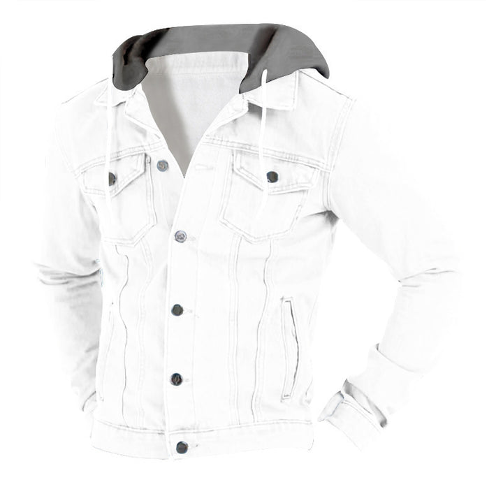 Men's denim jacket with snug hood and practical pocket design Lisslune