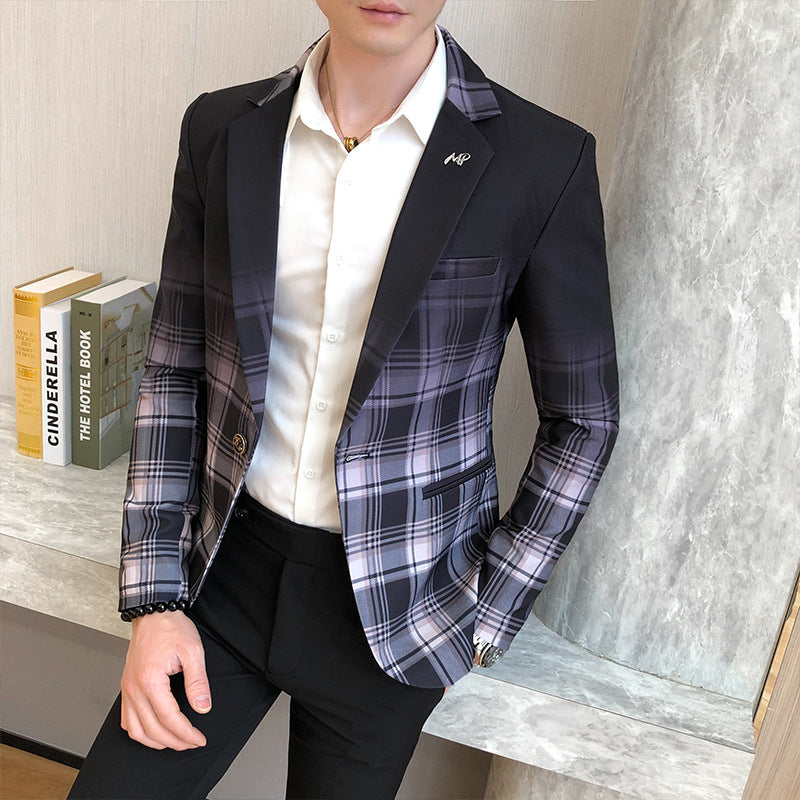Men's elegant checkered blazer with modern cut and fine details Lisslune