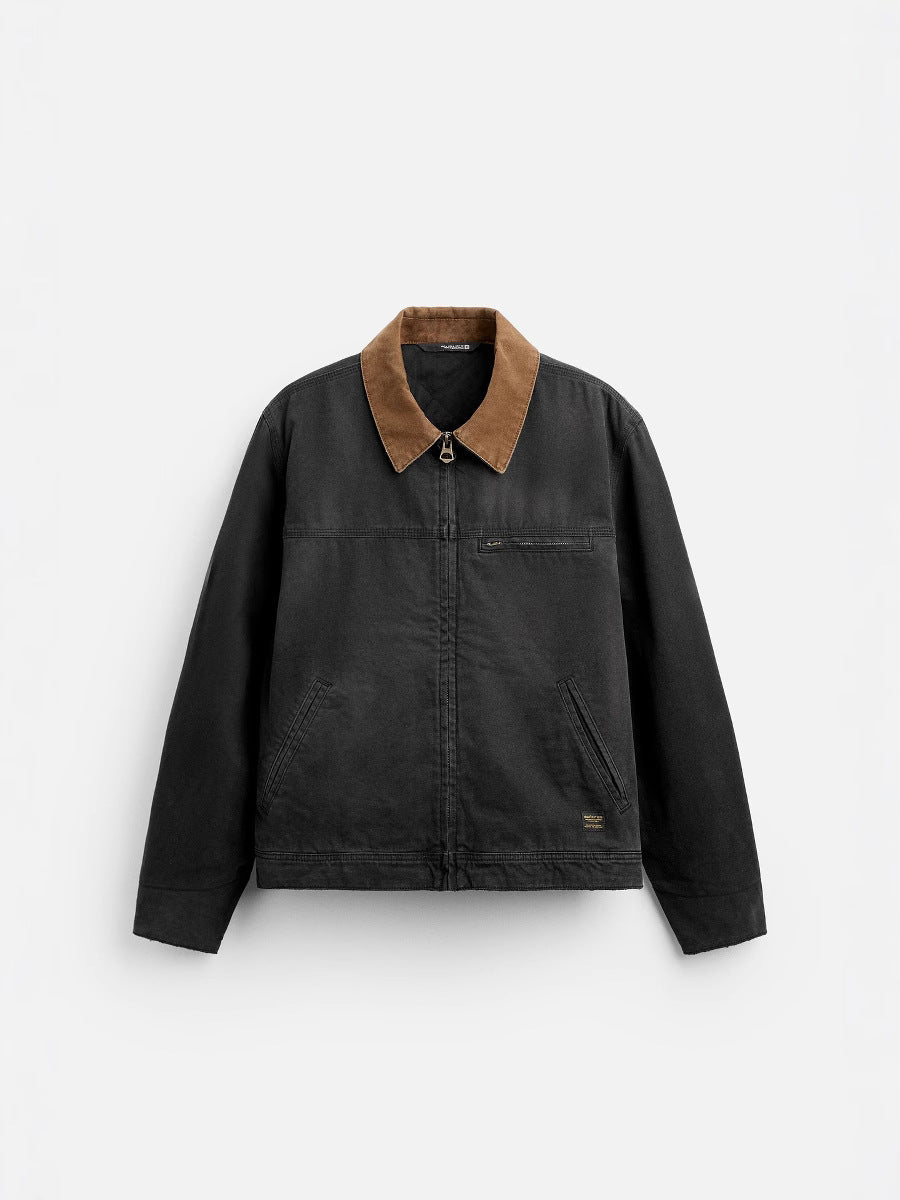 Men's casual transitional jacket with structured collar and practical pockets Lisslune