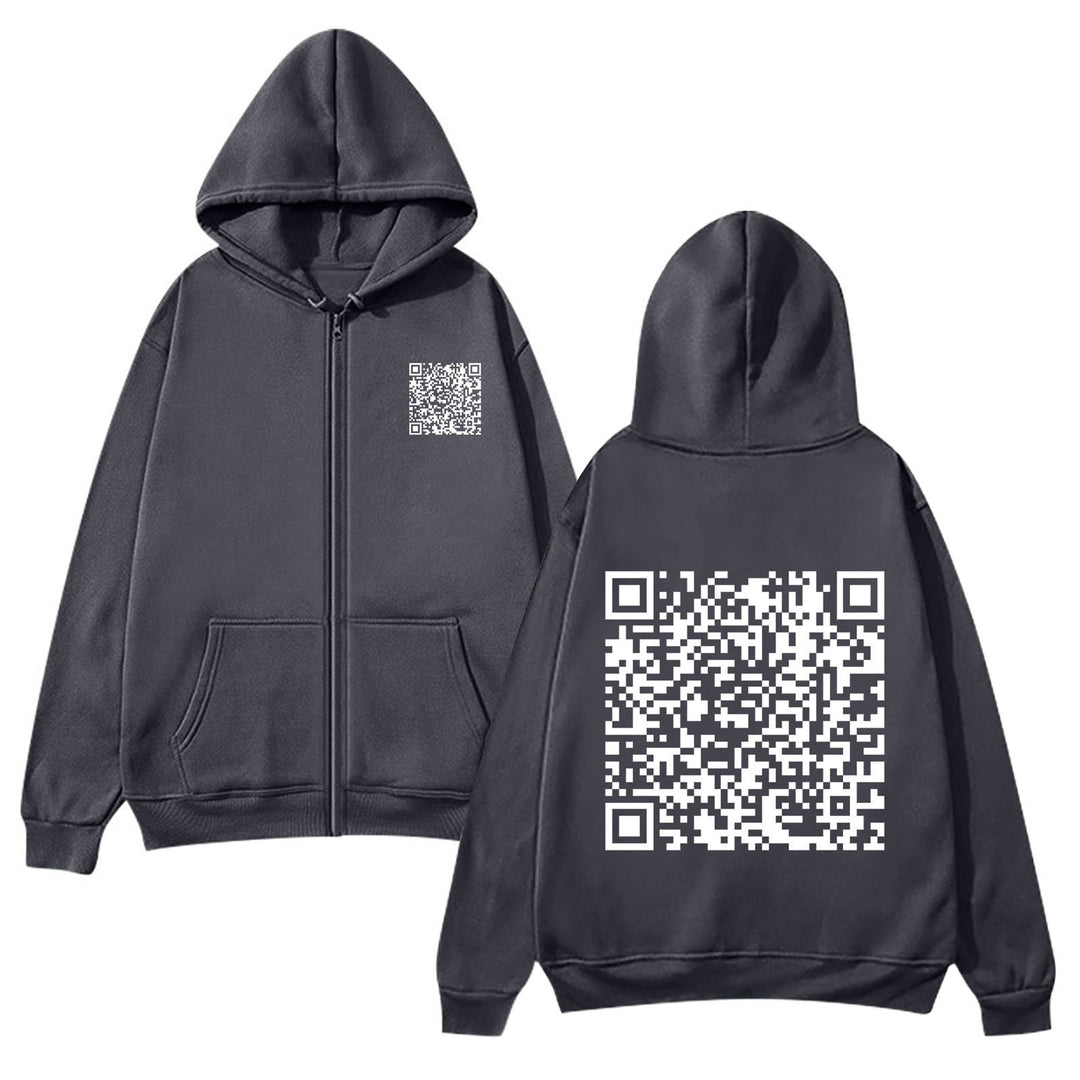 Women's hoodie jacket with QR code design and soft fleece Lisslune