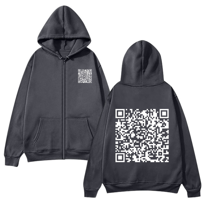 Women's hoodie jacket with QR code design and soft fleece Lisslune