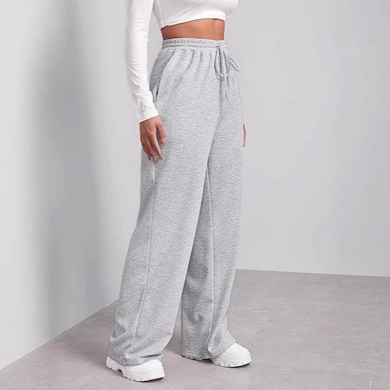 Women's casual leisure pants with a wide cut and elastic waistband Lisslune