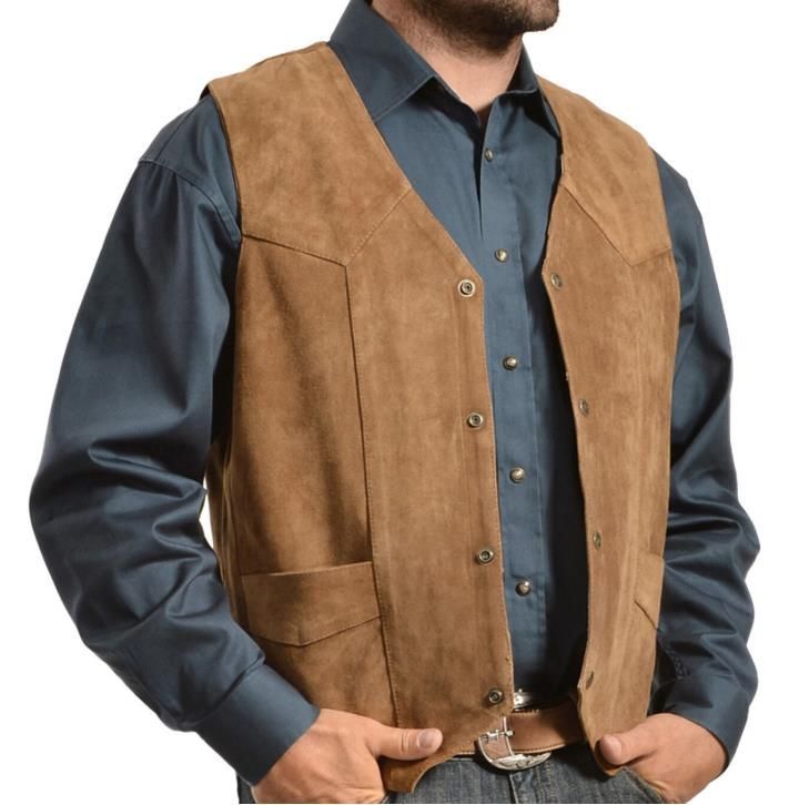 Men's suede vest in rustic look with practical pockets Lisslune