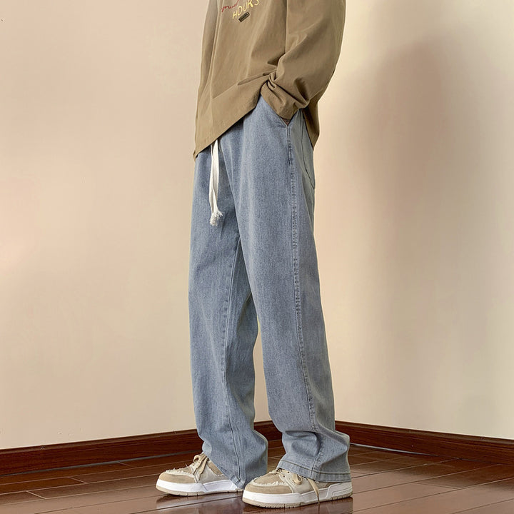 Men's casual denim pants with a comfortable cut and elastic waistband Lisslunes