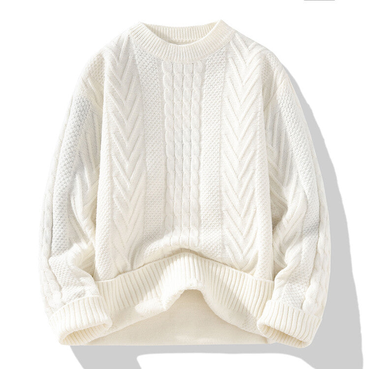 Men's chunky knit sweater with cable pattern and casual cut Lisslune