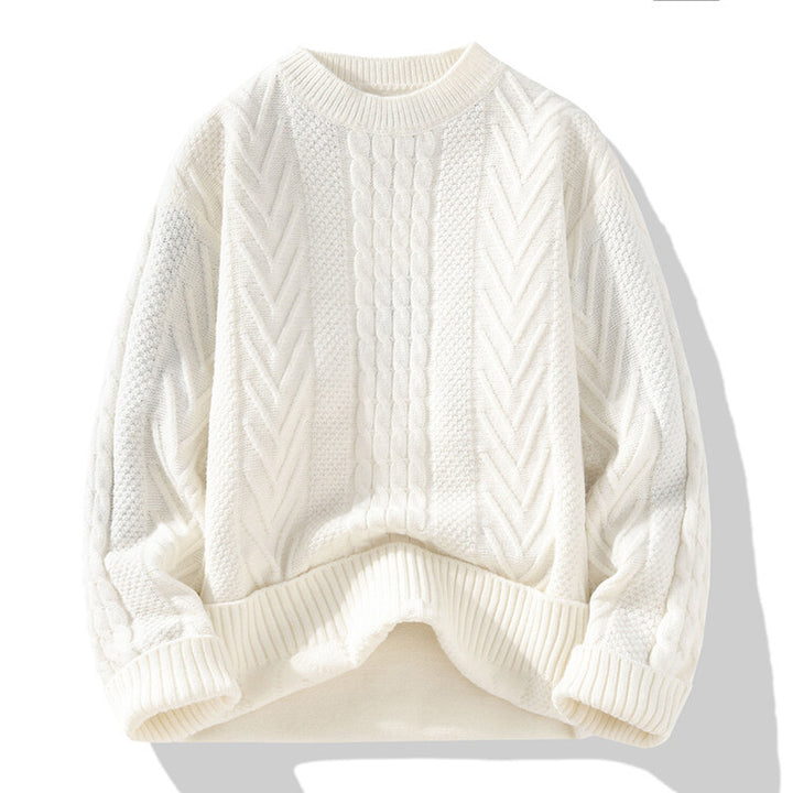 Men's chunky knit sweater with cable pattern and casual cut Lisslune