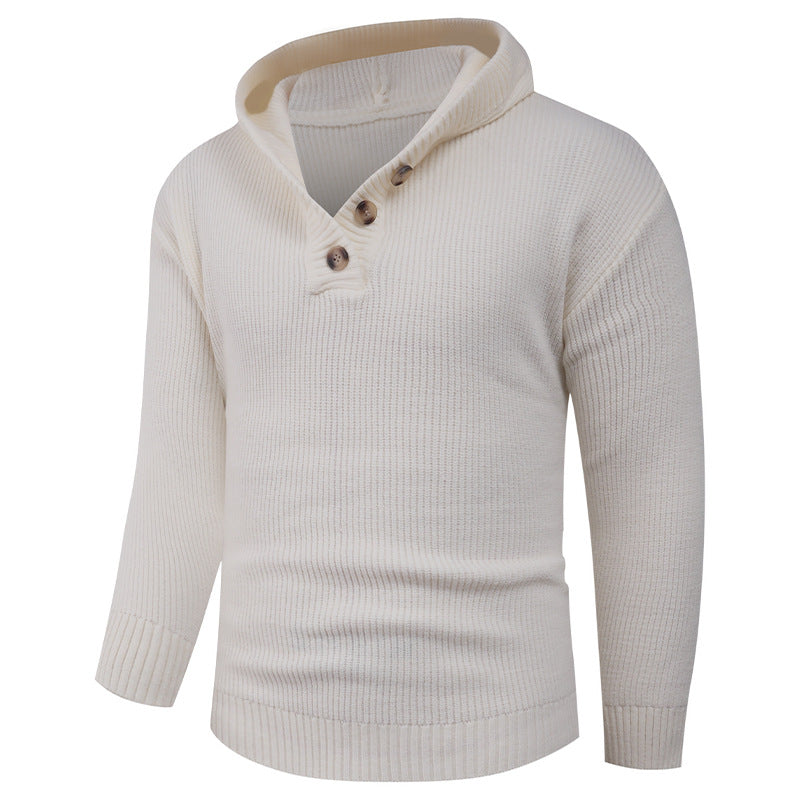 Men's pullover with shawl collar and wooden buttons Lisslune