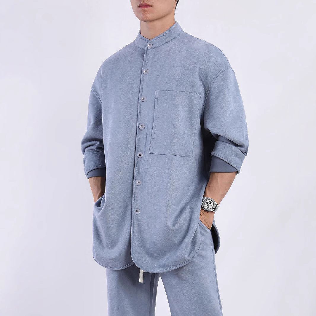 Men's fashionable overshirt jacket with practical chest pocket and modern stand-up collar Lisslune