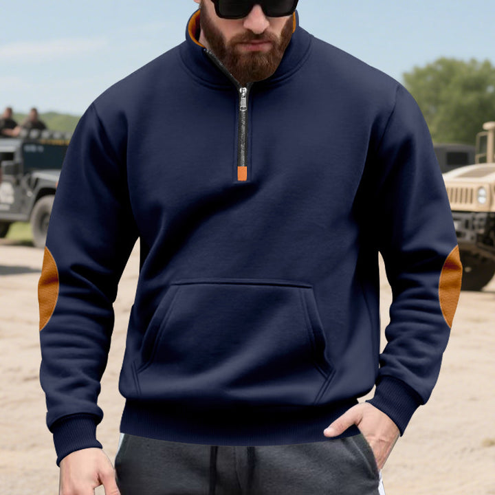 Men's hoodie with fashionable stand-up collar and contrast details Lisslune