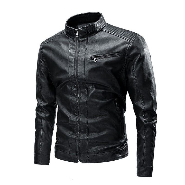 Men's casual synthetic leather jacket with functional zip pockets Lisslune