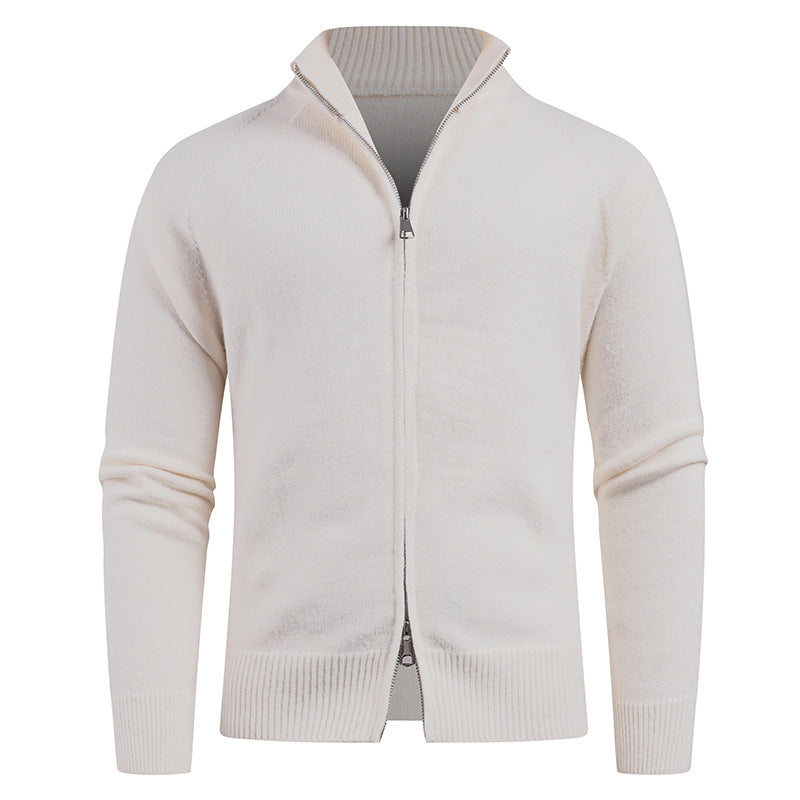 Men's high-quality cardigan with modern zipper and raised collar Lisslune