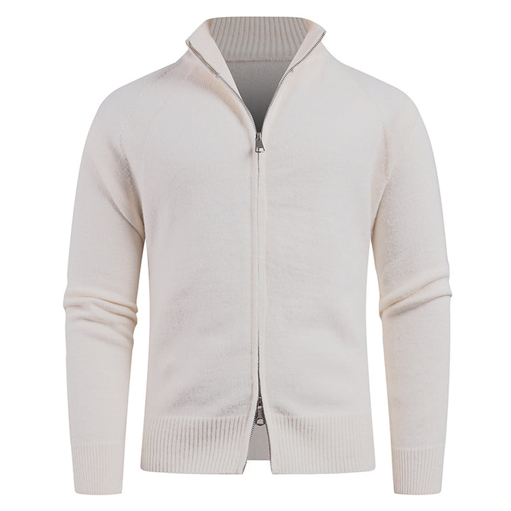 Men's high-quality cardigan with modern zipper and raised collar Lisslune