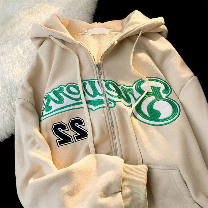 Women's hooded jacket with nostalgic sports design Lisslune