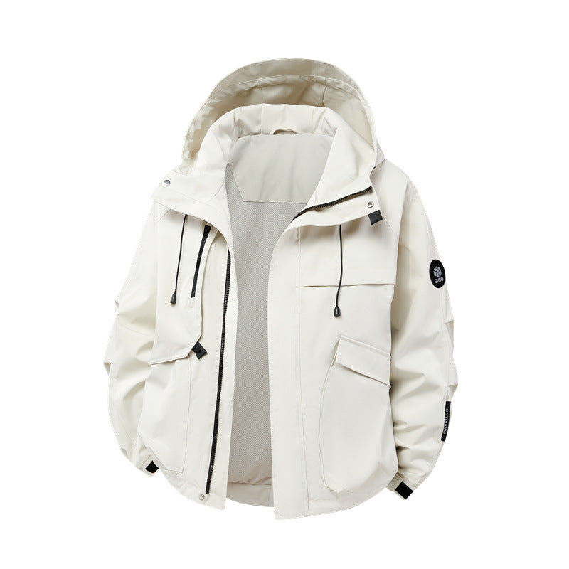 Men's technical outdoor jacket with waterproof material and numerous zippered pockets Lisslune