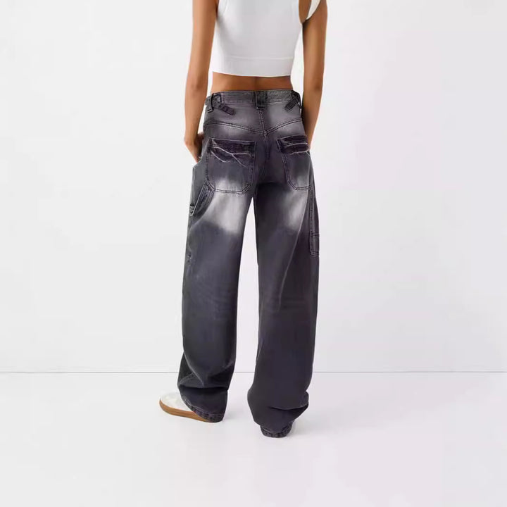 Damen weite High-Waist Jeans mit elegantem Schnitt und lässigem Design Lisslune