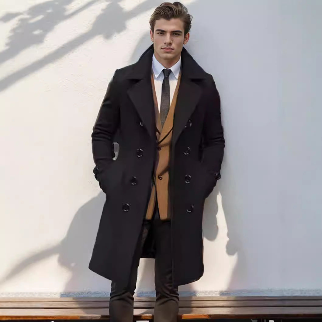 Men's double-breasted wool coat with classic cut and elegant details Lisslune