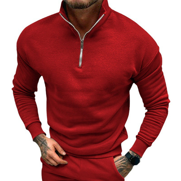 Men's sweater with short zipper and elastic cuffs Lisslune