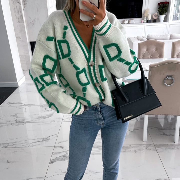 Women's oversized cardigan with colorful geometric pattern Lisslune