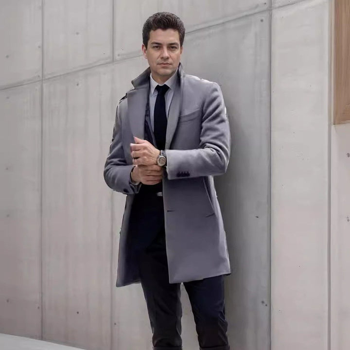 Men's Elegant Chesterfield Coat Made of High-Quality Wool Lisslune