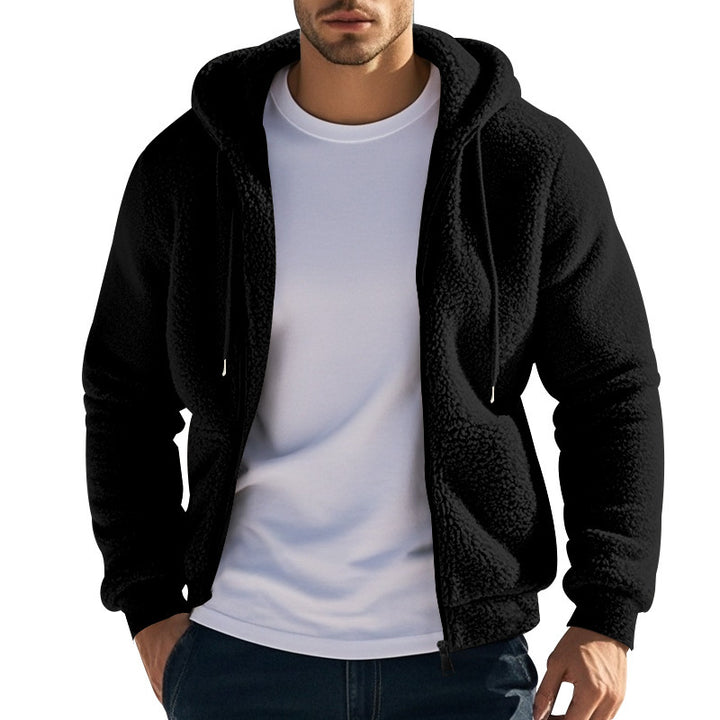 Men's fleece hoodie with kangaroo pocket and practical zip Lisslune
