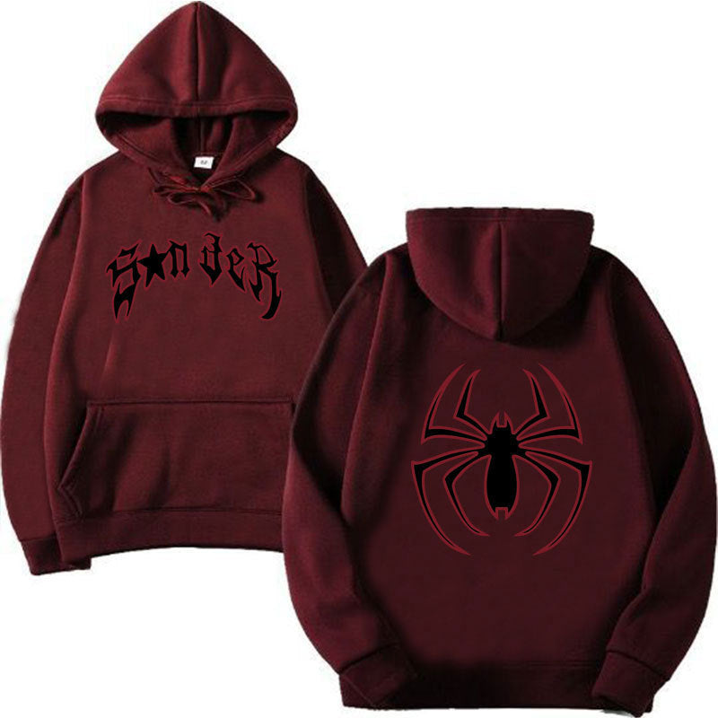 Women's hoodie with striking spider motif and coarse lettering Lisslune