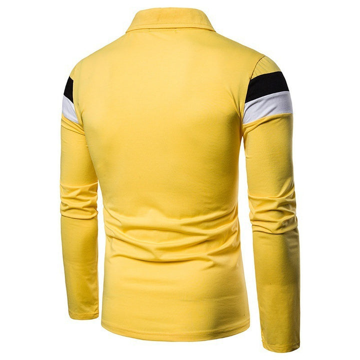 Men's Long Sleeve Polo Shirt with Fashionable Block Stripe Design Lisslune