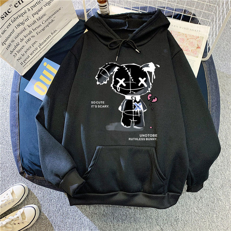 Ladies hooded sweatshirt with unique cartoon design and cozy inner lining Lisslune