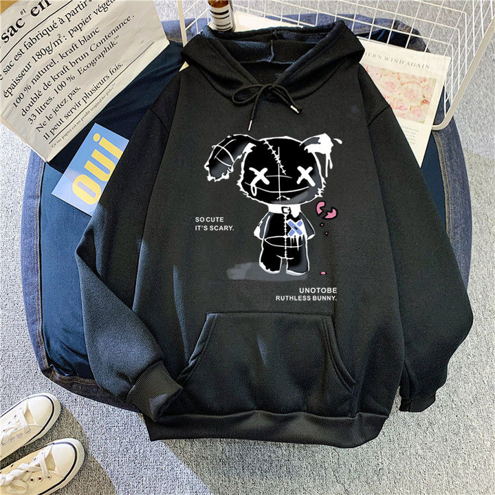 Ladies hooded sweatshirt with unique cartoon design and cozy inner lining Lisslune