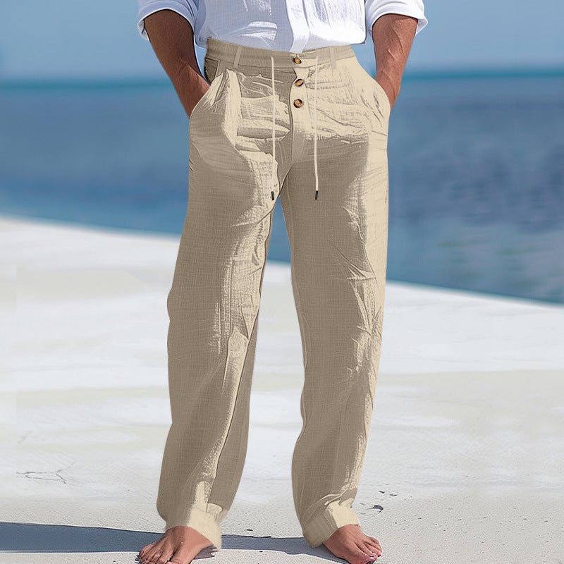 Men's elegant fabric trousers with adjustable drawstring and practical pockets Lisslune