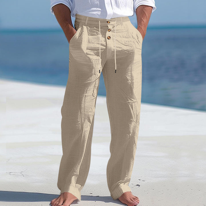 Men's elegant fabric trousers with adjustable drawstring and practical pockets Lisslune