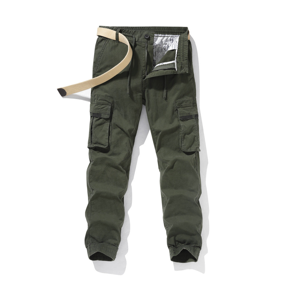 Men's Cargo Pants with Elastic Waistband and Multiple Pockets Lisslune