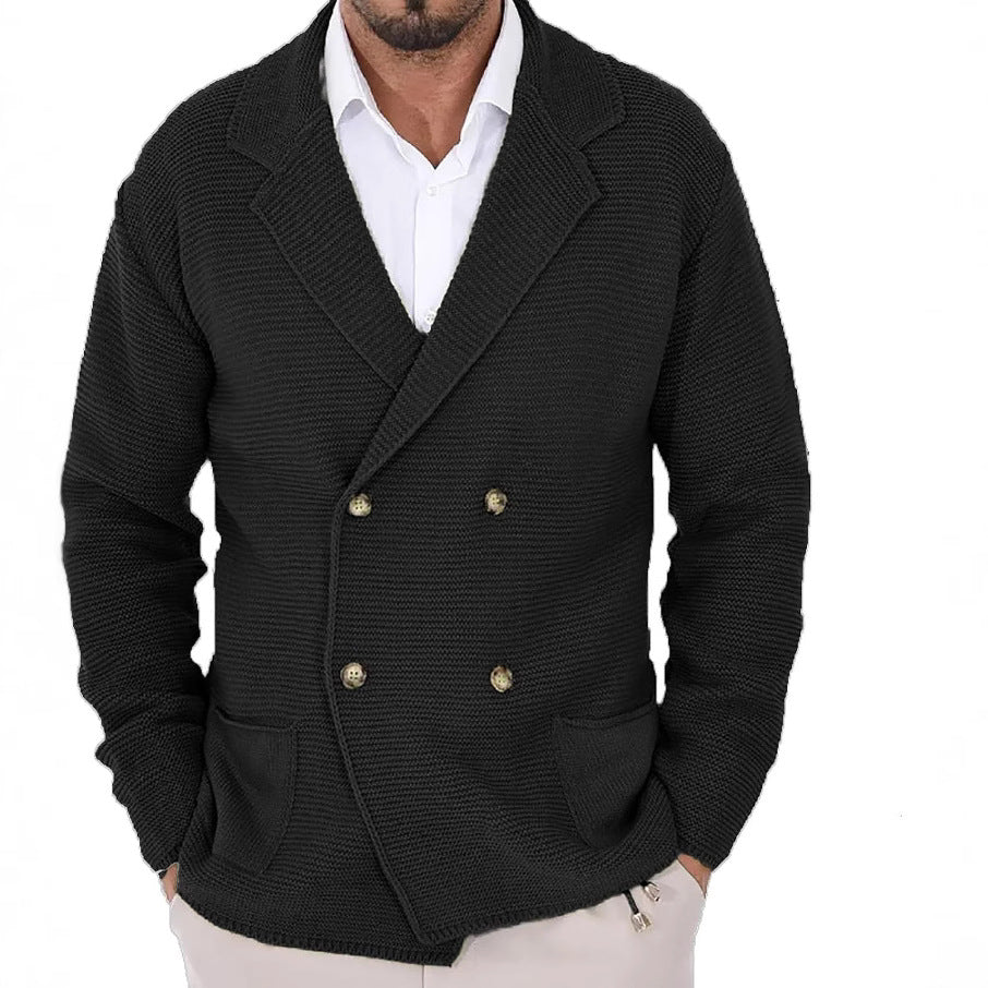 Men's cardigan with fashionable shawl collar and decorative buttons Lisslune