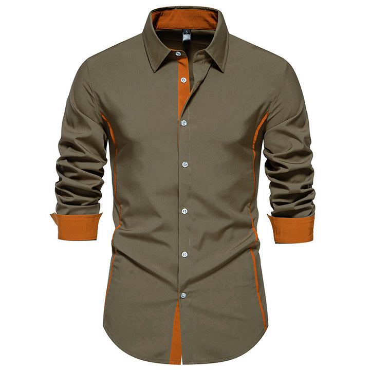 Men's fashionable long-sleeve shirt with stylish contrast details Lisslune