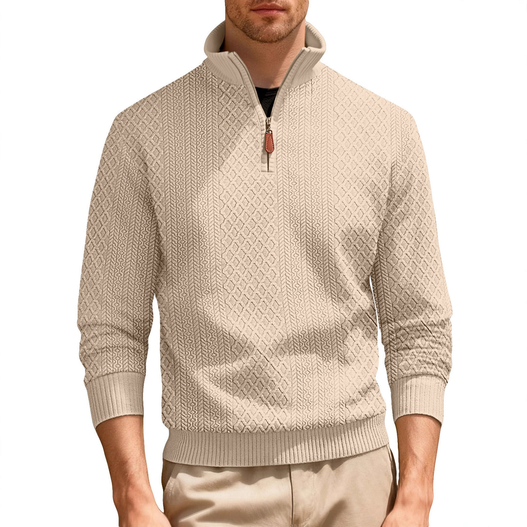 Men's casual stand-up collar sweater with textured knit quality Lisslune