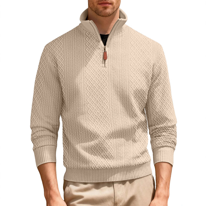 Men's casual stand-up collar sweater with textured knit quality Lisslune