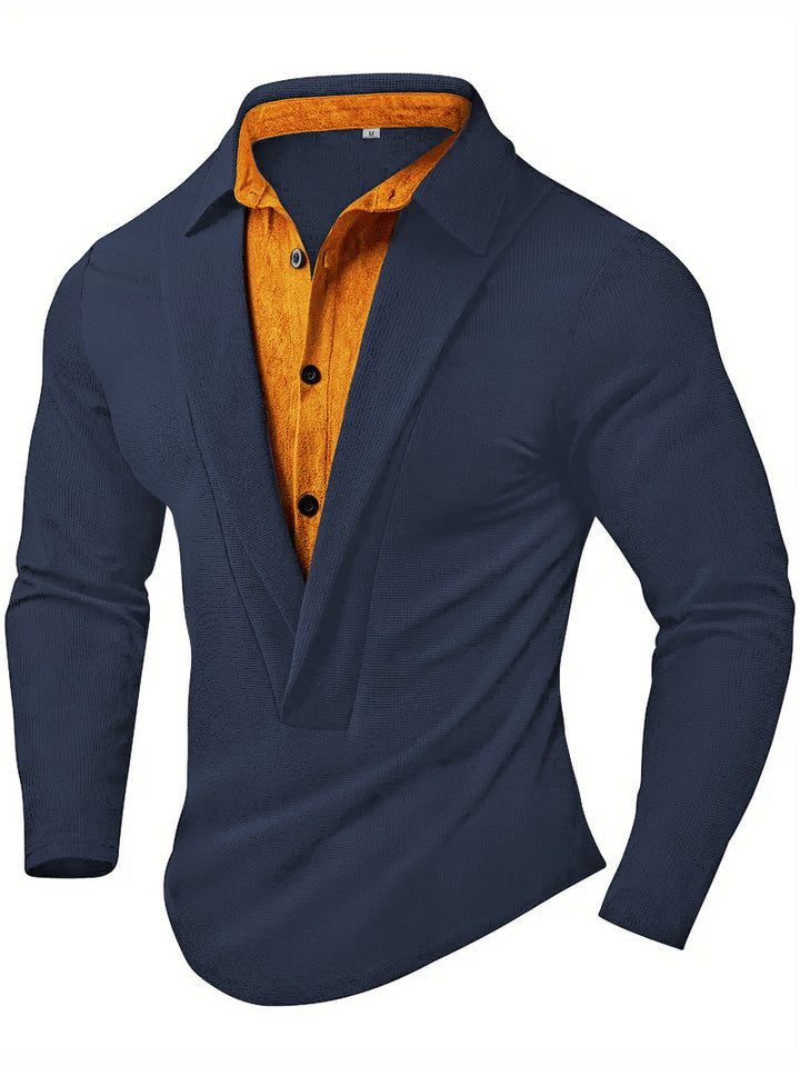 Men's Elegant Long Sleeve Shirt with Modern Collar and Textured Design Lisslune
