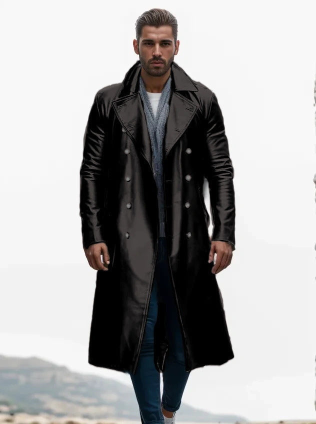 Men Elegant and Timeless Trench Coat with Double Button Placket Lisslune
