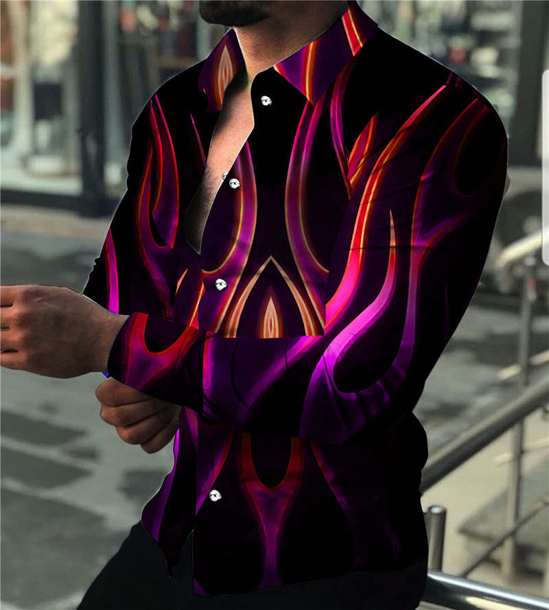 Men's long sleeve shirt with modern neon pattern and tailored fit Lisslune