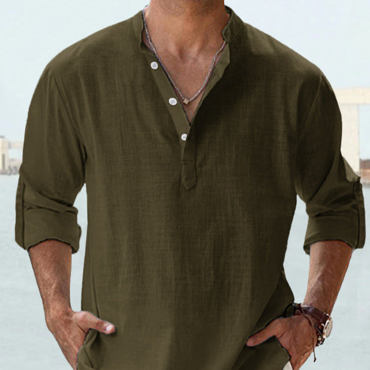 Men's half-sleeve shirt with Henley neckline and casual fit Lisslune