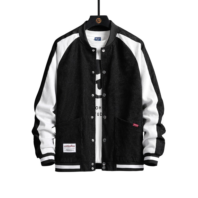 Men's Fashionable Leisure Jacket with Textured Surface and Contrast Sleeves Lisslune
