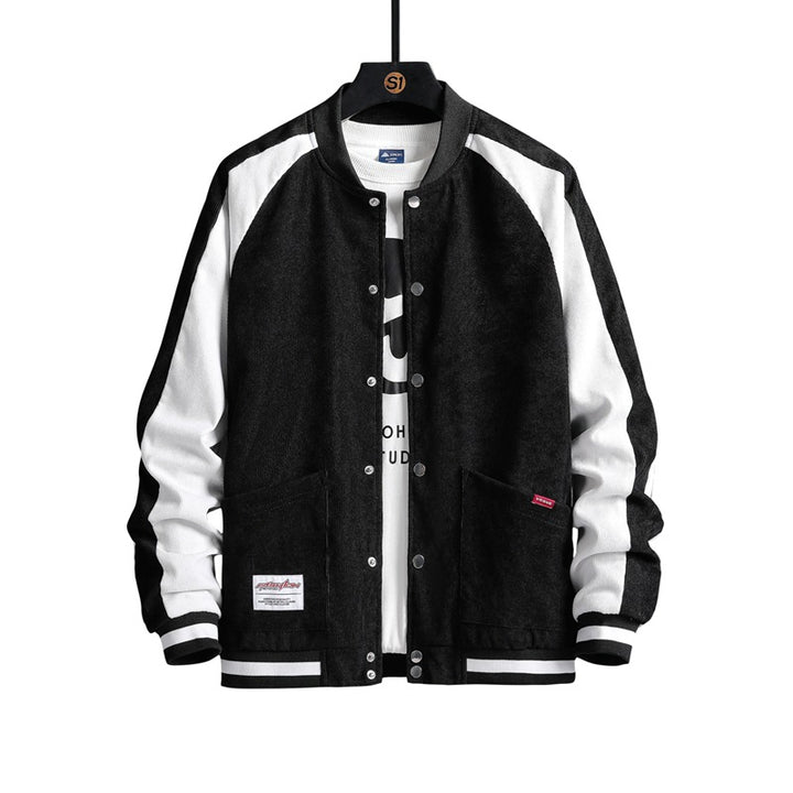 Men's Fashionable Leisure Jacket with Textured Surface and Contrast Sleeves Lisslune