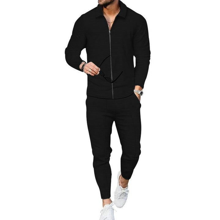 Men's fashionable tracksuit with textured top and modern pants Lisslune