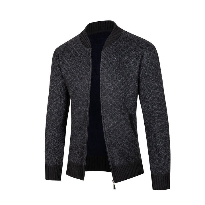 Men's cardigan with modern diamond pattern and zipper Lisslune