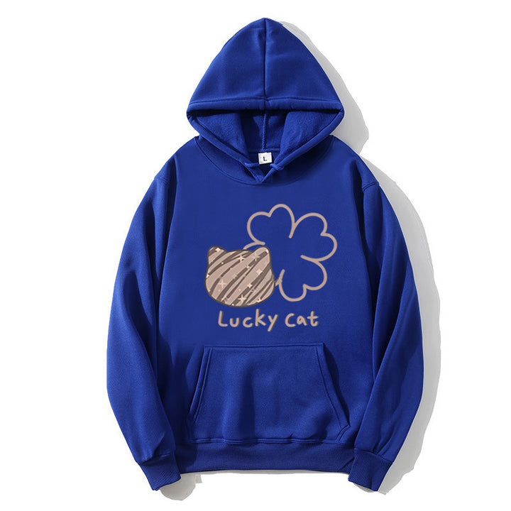 Women's hoodie with creative cat design and lucky motif Lisslune
