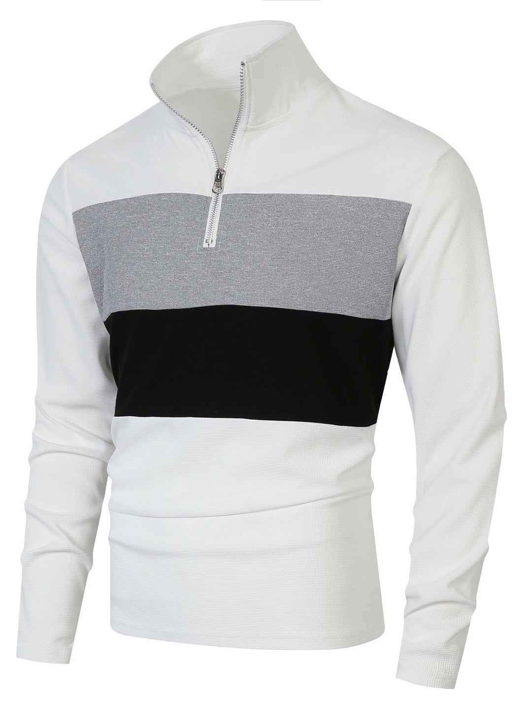 Men's sporty pullover with stand-up collar and deep zipper Lisslune