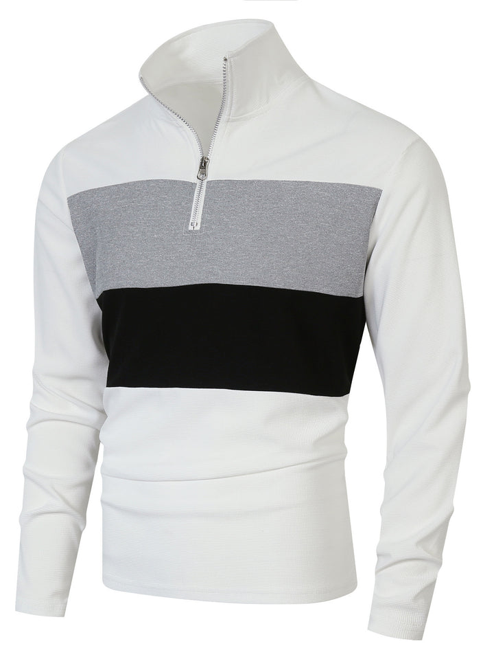Men's sporty pullover with stand-up collar and deep zipper Lisslune