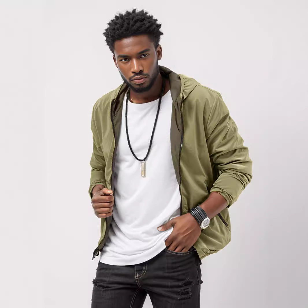 Men's sporty transition jacket with functional hood collar and elastic cuffs Lisslune
