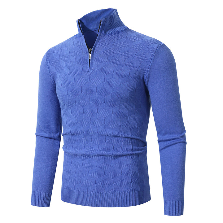 Men's stylish knitted sweater with half zipper and textured design Lisslune